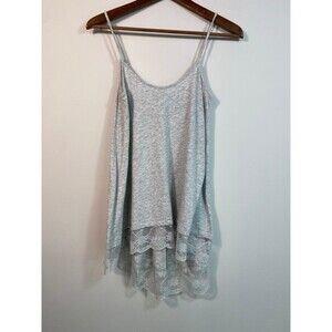 Express Gray Lace Hem Cami Flowy Spaghetti Strap Boho Tunic Y2K